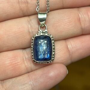 Elegant Blue Kyanite Sterling Silver Pendant